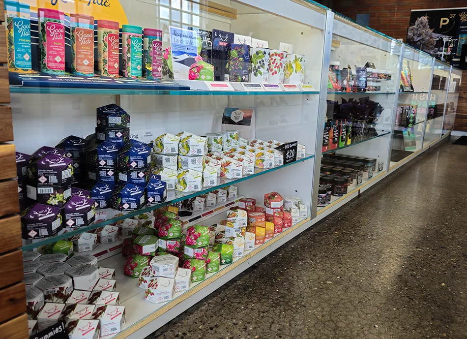 Edibles and topicals display cases